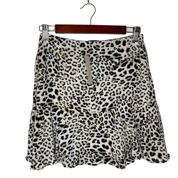 Francesca’s Trixxi Ruffle Leopard Print Mini Skirt Elastic Waist NWT Size Small - Picture 1 of 3